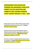 ESPONSORSHIP APPLICATION AND TRAINING PRE ASSESSMENT EXAM WITH CORRECT ACTUAL QUESTIONS AND CORRECTLY WELL DEFINED ANSWERS LATEST ALREADY GRADED A&plus; 2025 &ndash; 2026