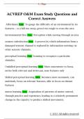 ACVREP O&M Exam Study Questions and  Correct Answers