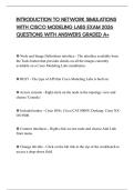 INTRODUCTION TO NETWORK SIMULATIONS WITH CISCO MODELING LABS EXAM 2026 QUESTIONS WITH ANSWERS GRADED A&plus;