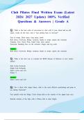 Club Pilates Final Written Exam &lpar;Latest 2026&sol; 2027 Update&rpar; 100&percnt; Verified Questions & Answers &vert; Grade A