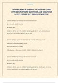 Business Math & Statistics - Ivy Software EXAM WITH COMPLETE 250 QUESTIONS AND SOLUTIONS LATEST UPDATE JUST RELEASED THIS YEAR