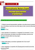 Pennsylvania Notary Exam Questions with Verified Answers 100&percnt; Guarantee Pass