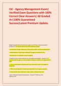 CIC - Agency Management Exam&vert; Verified Exam Questions with 100&percnt; Correct Clear Answers&vert; All Graded A&plus;&vert;100&percnt; Guaranteed Success&vert;Latest Premium Update&period;