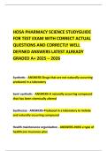 HOSA PHARMACY SCIENCE STUDYGUIDE FOR TEST EXAM WITH CORRECT ACTUAL QUESTIONS AND CORRECTLY WELL DEFINED ANSWERS LATEST ALREADY GRADED A&plus; 2025 &ndash; 2026