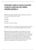 INVESTMENT FUNDS IN CANADA EXAM PREP COMPLETE QUESTIONS AND VERIFIED ANSWERS GRADED A&plus;