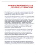 STRATEGIC MGMT QUIZ &num;2 EXAM WITH COMPLETE SOLUTIONS