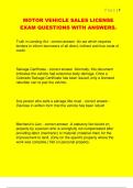 MOTOR VEHICLE SALES LICENSE  EXAM QUESTIONS WITH ANSWERS&period;