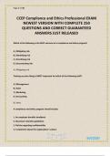 CCEP Compliance and Ethics Professional EXAM NEWEST VERSION WITH COMPLETE 250 QUESTIONS AND CORRECT GUARANTEED ANSWERS JUST RELEASED