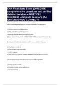 CNA Final State Exam &lpar;2025&sol;2026&rpar; comprehensive questions and verified detailed solutions &lpar;MULTIPLE CHOICES&rpar; &vert;complete solutions &vert;A&plus; GRADED &vert;100&percnt; CORRECT&excl;&excl;