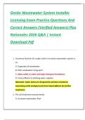 Onsite Wastewater System Installer  Licensing Exam Practice Questions And  Correct Answers &lpar;Verified Answers&rpar; Plus  Rationales 2026 Q&A &vert; Instant  Download Pdf 