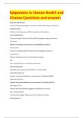 Epigenetics in Human Health and  Disease Questions and answers 