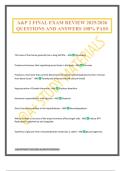 A&P 2 FINAL EXAM REVIEW 2025&sol;2026 QUESTIONS AND ANSWERS 100&percnt; PASS