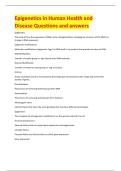 Epigenetics in Human Health and  Disease Questions and answers 
