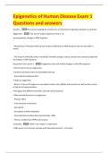 Epigenetics of Human Disease Exam 1  Questions and answers 