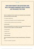 NAB EXAM NEWEST 300 QUESTIONS AND WELL EXPLAINED ANSWERS LATEST UPDATE JUST RELEASED THIS YEAR
