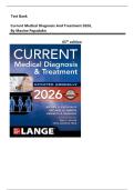 Test Bank For Current Medical Diagnosis And Treatment 2026, 65th Edition By Maxine Papadakis ,  All Chapters 1 - 42 Covered|| Newest Version 2026