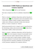 Assessment 2 NHS Pathways Questions and  Correct Answers
