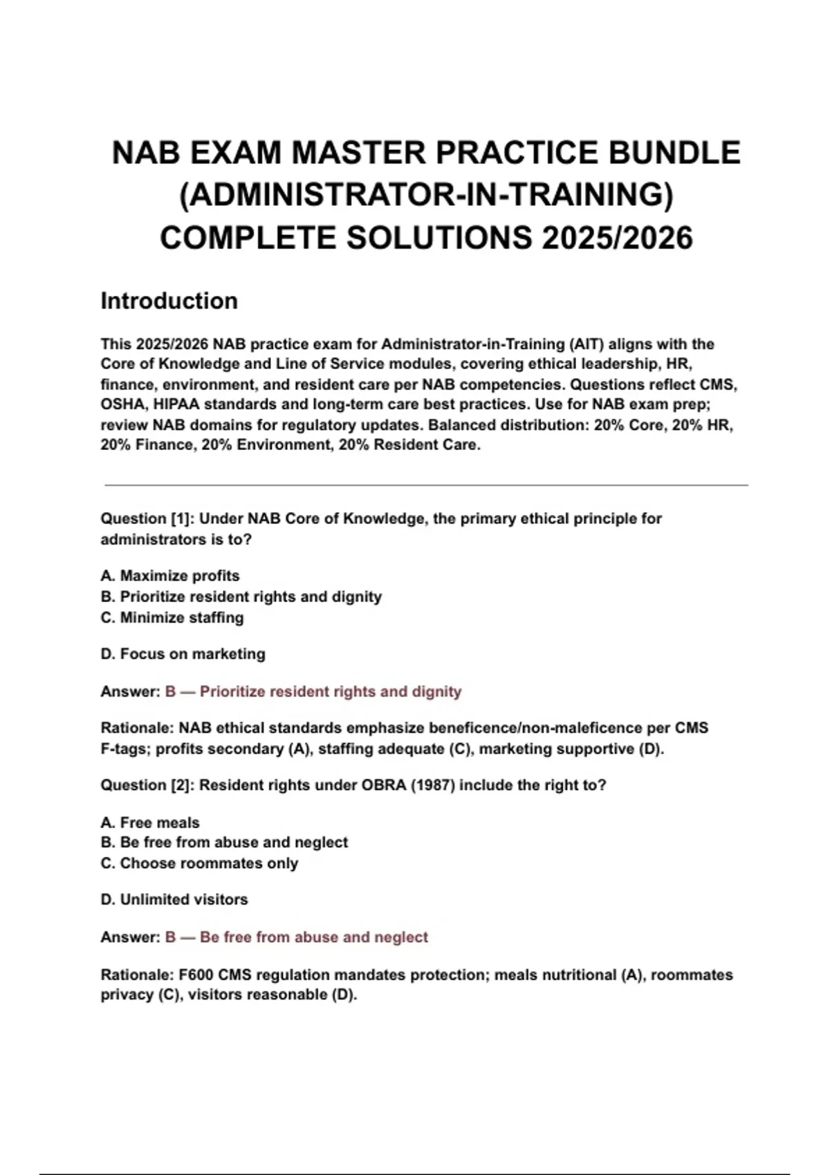 NAB-Exam Master Practice Bundle (Administrator-in-Training) – Practice Questions &amp; Complete ...