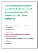 Suzlon Wind Technician Certification  Exam Practice Questions And Correct  Answers &lpar;Verified Answers&rpar; Plus  Rationales 2026 Q&A &vert; Instant  Download Pdf