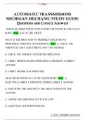 AUTOMATIC TRANSMISSIONS  MICHIGAN MECHANIC STUDY GUIDE  Questions and Correct Answers