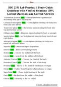 BIO 2331 Unit 1 Study Guide Questions with  Verified Solutions 100&percnt; Correct Questions  and Correct Answers