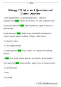 Biology 123 lab exam 1 Questions and  Correct Answers