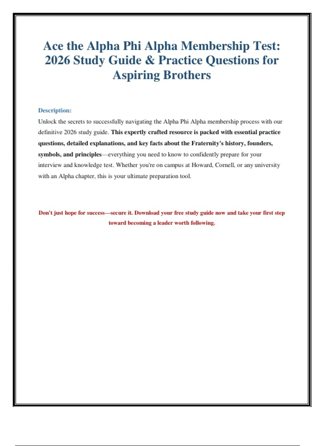 Alpha Phi Alpha Membership Test: Study Guide & Practice Questions (2026 ...
