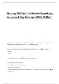 Nursing 340 Quiz 2 &ndash; Review Questions&comma; Answers & Key Concepts &lpar;2025&rpar;