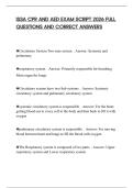 ISSA CPR AND AED EXAM SCRIPT 2026 FULL QUESTIONS AND CORRECT ANSWERS