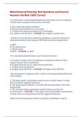 Manufactured Housing Test Questions and Correct  Answers Verified 100&percnt; Correct 