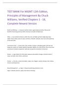 TEST BANK For MGMT 12th Edition&comma; Principles of Management By Chuck Williams&comma; Verified Chapters 1 - 18&comma; Complete Newest Version