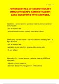 FUNDAMENTALS OF CHEMOTHERAPY  IMMUNOTHERAPY ADMINISTRATION  EXAM QUESTIONS WITH ANSWERS&period; 
