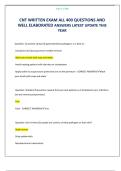 CNT WRITTEN EXAM ALL 400 QUESTIONS AND WELL ELABORATED ANSWERS LATEST UPDATE THIS YEAR