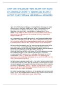 AHIP CERTIFICATION FINAL EXAM TEST BANK  BY AMERICA'S HEALTH INSURANCE PLANS &vert;  LATEST QUESTIONS & VERIFIED A&plus; ANSWERS