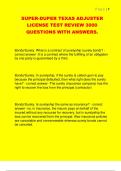 SUPER-DUPER TEXAS ADJUSTER  LICENSE TEST REVIEW 3000  QUESTIONS WITH ANSWERS&period; 