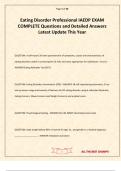 Eating Disorder Professional IAEDP EXAM COMPLETE Questions and Detailed Answers Latest Update This Year