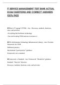 IT SERVICE MANAGEMENT TEST BANK ACTUAL EXAM QUESTIONS AND CORRECT ANSWERS 100&percnt; PASS