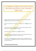 CALIFORNIA AMBULANCE DMV EXAM 2025&sol;2026 QUESTIONS AND ANSWERS 100&percnt; PASS