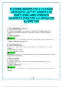 FLORIDA INSURANCE 2-14 EXAM &lpar;2025&sol;2026&rpar; LATEST &vert;COMPLETE QUESTIONS AND VERIFIED ANSWERS &lpar;GRADED A&plus;&rpar; DETAILED ANSWERS&excl;&excl;