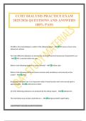 CCHT DIALYSIS PRACTICE EXAM 2025&sol;2026 QUESTIONS AND ANSWERS 100&percnt; PASS