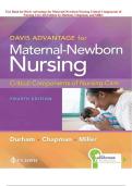 Test Bank for Davis Advantage for Maternal-Newborn Nursing&colon; Critical Components of Nursing Care&comma; 4th Edition by Durham&comma; Chapman&comma; and Miller