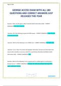 GEORGE ACCESS EXAM WITH ALL 180 QUESTIONS AND CORRECT ANSWERS JUST RELEASED THIS YEAR