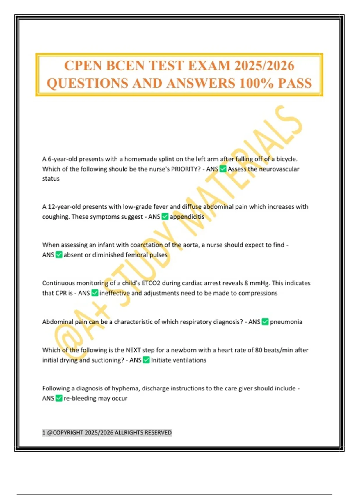 CPEN BCEN TEST EXAM 2025/2026 QUESTIONS AND ANSWERS 100% PASS - CPEN ...