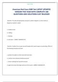 American Red Cross EMR Test LATEST UPDATED VERSION THIS YEAR WITH COMPLETE 180 QUESTIONS AND SOLUTIONS JUST RELEASED