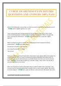 CYBER AWARENESS EXAM 2025&sol;2026 QUESTIONS AND ANSWERS 100&percnt; PASS