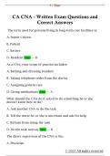 CA CNA - Written Exam Questions and  Correct Answers 
