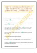 FEDVTE CYBER RISK MANAGEMENT FOR TECHNICIANS EXAM 2025&sol;2026 QUESTIONS AND ANSWERS 100&percnt; PASS