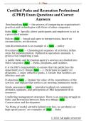 Certified Parks and Recreation Professional  &lpar;CPRP&rpar; Exam Questions and Correct  Answers 