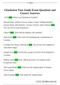 Charleston Tour Guide Exam Questions and  Correct Answers