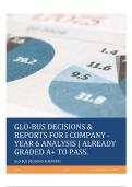 GLO-BUS DECISIONS & REPORTS FOR I COMPANY - YEAR 6 ANALYSIS &vert; ALREADY GRADED A&plus; TO PASS&period;